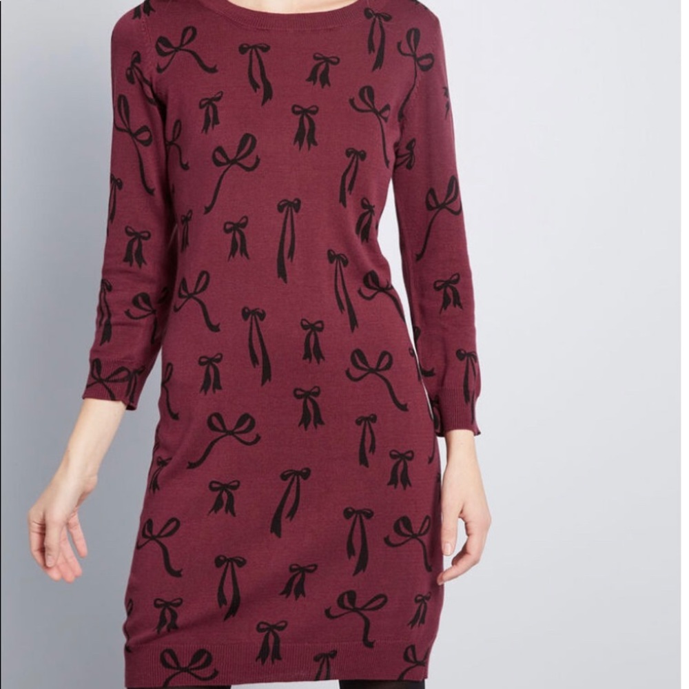 Burgundy Knit Sweater Dress by ModCloth